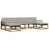 vidaXL Buiten bankenset met kussen 6 pcs Natuurlijk en Lichtgrijs