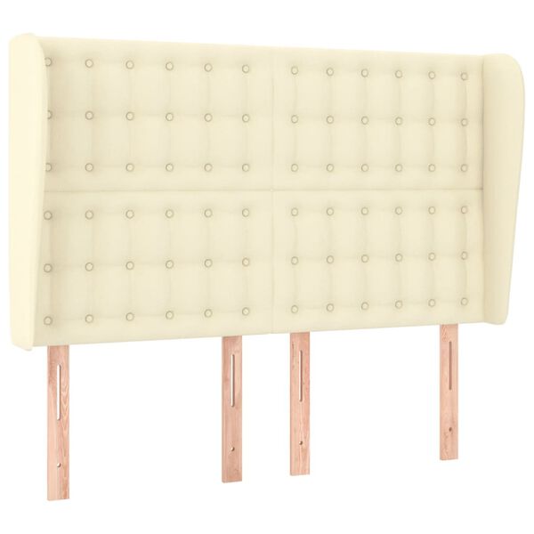 vidaXL Hoofdbord met randen 147x23x118/128 cm kunstleer cr&egrave;mekleurig