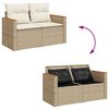 vidaXL 6-delige Loungeset met kussens poly rattan acacia beige
