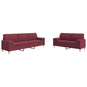 vidaXL 2-delige Loungeset met sierkussens stof wijnrood