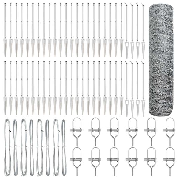 vidaXL Afrasteringspaal Zilver 100 x 0,8 m (50 mm gaas) Staal