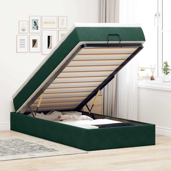 vidaXL Ottoman bed met matras 90x190cm fluweel donkergroen