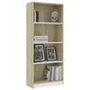 vidaXL Boekenkast met 4 schappen 60x24x142cm bewerkt hout wit en eiken