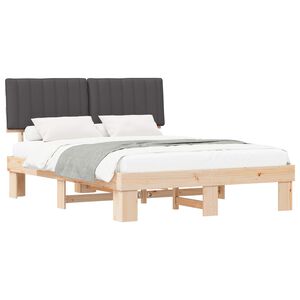 vidaXL Bedframe met Gevoerd Hoofdgedeelte Donkergrijs 150 x 200 cm