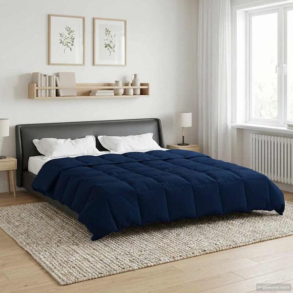 vidaXL Vol jaar dekbed Gekwilt Donkerblauw 240 x 260 cm Microfiber