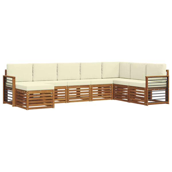 vidaXL Sofa-Sets 8 pcs Natuurlijk en Cr&egrave;me Massief Acaciahout