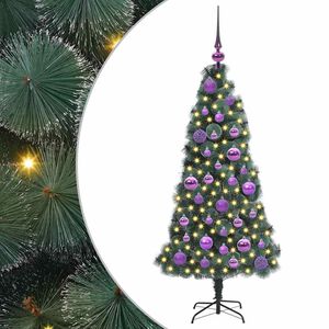 vidaXL Kunstkerstboom met Lichtjes en Ballenset Groen 120 cm PET