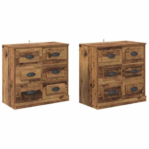 vidaXL Dressoirs 2 pcs Oud Hout 70 x 35,5 x 67,5 cm Bewerkt hout