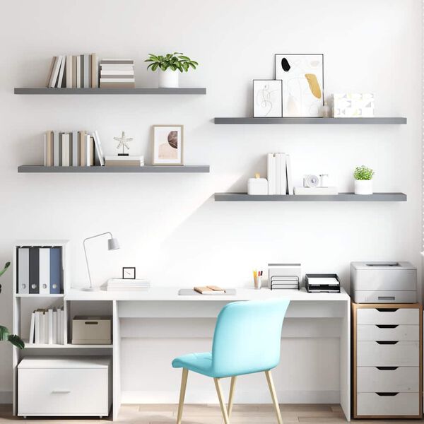 vidaXL Wandschappen zwevend 4 st 120x23,5x3,8 cm MDF grijs