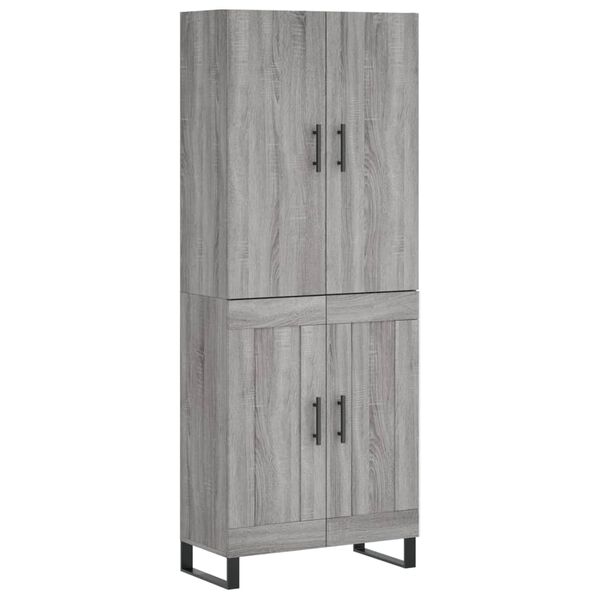 vidaXL Hoge kast 69,5x34x180 cm bewerkt hout grijs sonoma eikenkleurig
