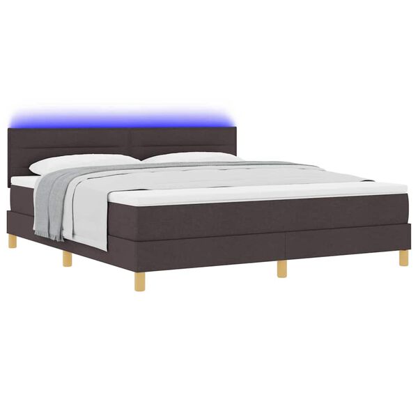 vidaXL LED Box Spring Bed met matras Donkerbruin 180 x 200 cm Stof