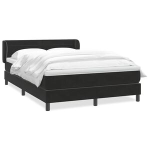 vidaXL Boxspring met matras fluweel zwart 160x210 cm