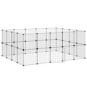 vidaXL Huisdierenkooi met deur 36 panelen 175x140x70 cm staal zwart