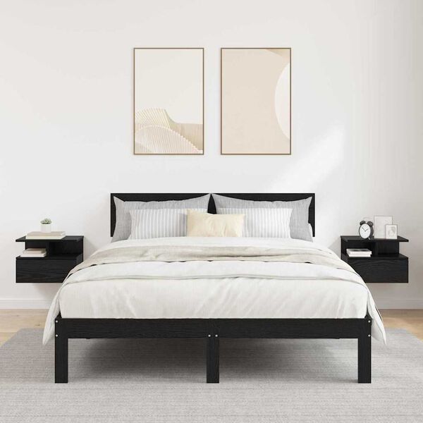 vidaXL Vliegend Nachtkastje met lade 2 pcs Zwart Eiken 40 x 31 x 28 cm