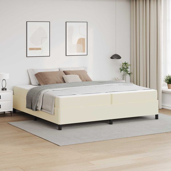 vidaXL Bedframe met matras Cr&egrave;me 200 x 200 cm Stof