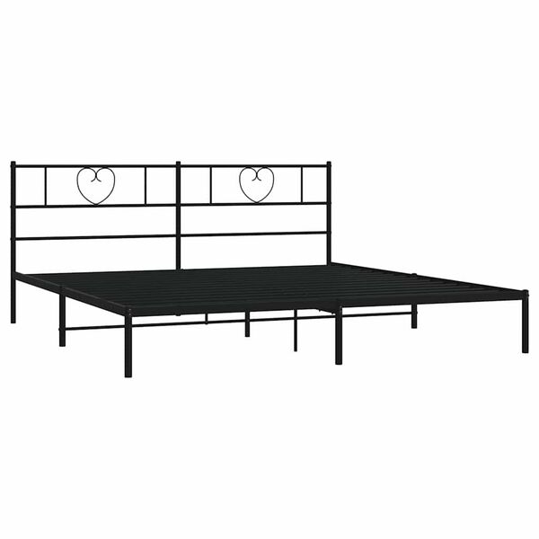 vidaXL Bedframe met hoofdbord metaal zwart 180x200 cm