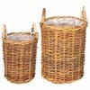 vidaXL Plantmand met opslag GENDT 2 st Natuurlijk Bruin Kubu Rattan