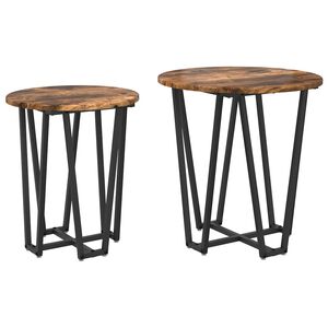 vidaXL Bijzettafelset 2 st Gerookt Eiken en Zwart 50 x 50 x 50,5 cm