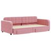 vidaXL Slaapbank met onderschuifbed en lades 90x200 cm fluweel roze