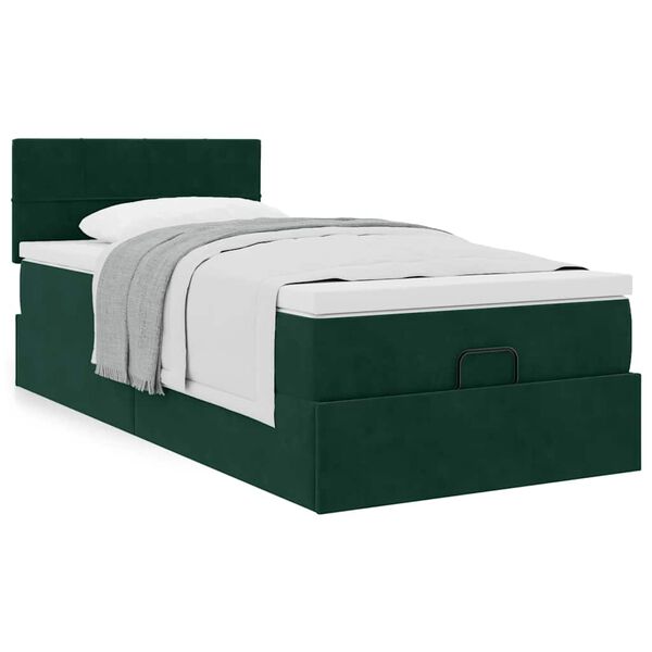 vidaXL Ottoman bed met matras 80x200cm fluweel donkergroen