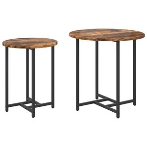 vidaXL Bijzettafelset 2 pcs Gerookt Eiken en Zwart