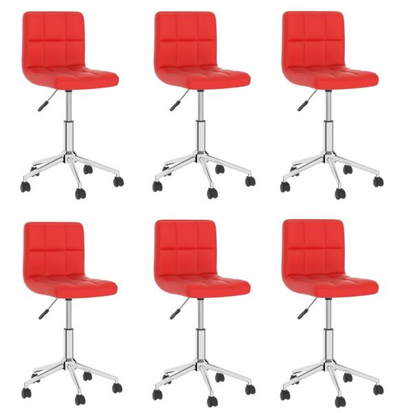 vidaXL Eetkamerstoelen draaibaar 6 st kunstleer rood