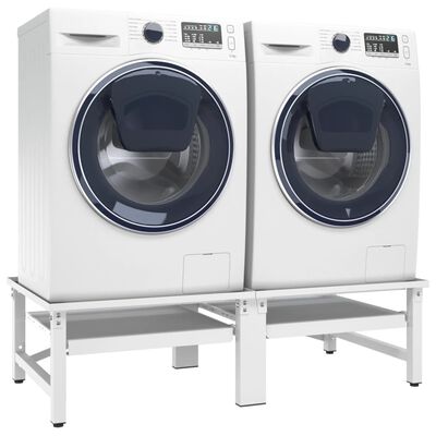 vidaXL Wasmachine- en drogerverhoger met uittrekbare schappen wit