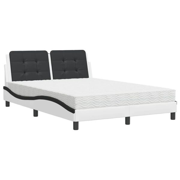 vidaXL Bedframe zonder matras "Zadar" kunstleer wit en zwart 140x190 cm