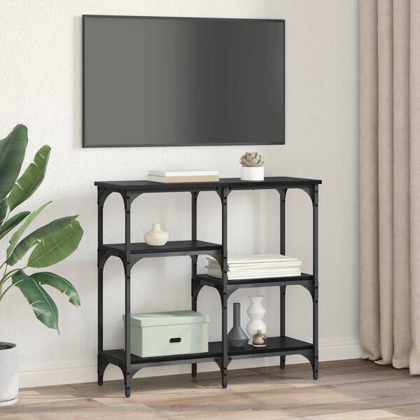 vidaXL met plank met opslag Zwart eiken 80 x 29 x 75 cm Bewerkt hout