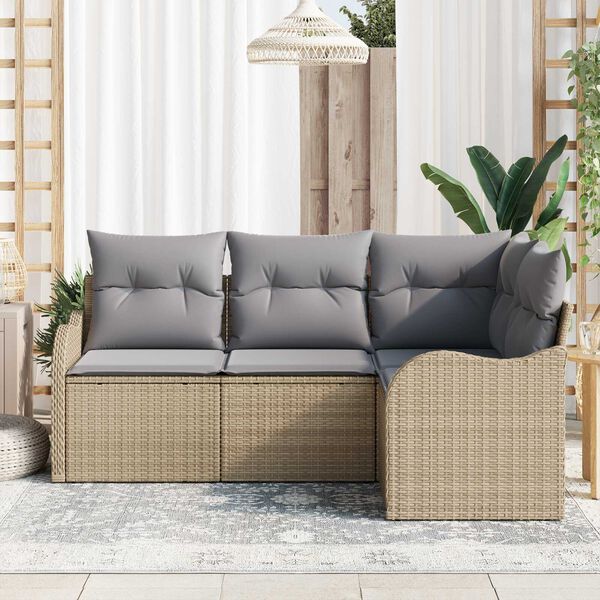 vidaXL Tuin Sofa Set 4 pcs Beige poly rattan