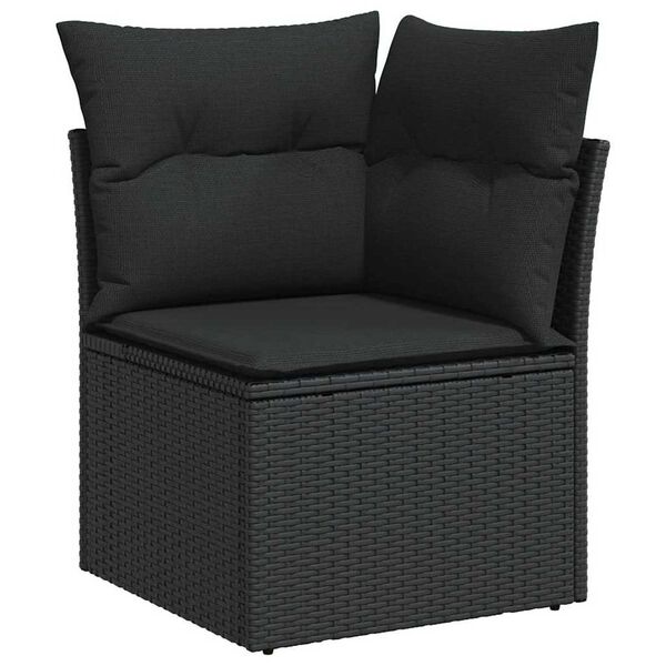 vidaXL Tuinbankenset met opslag 8 pcs Zwart poly rattan