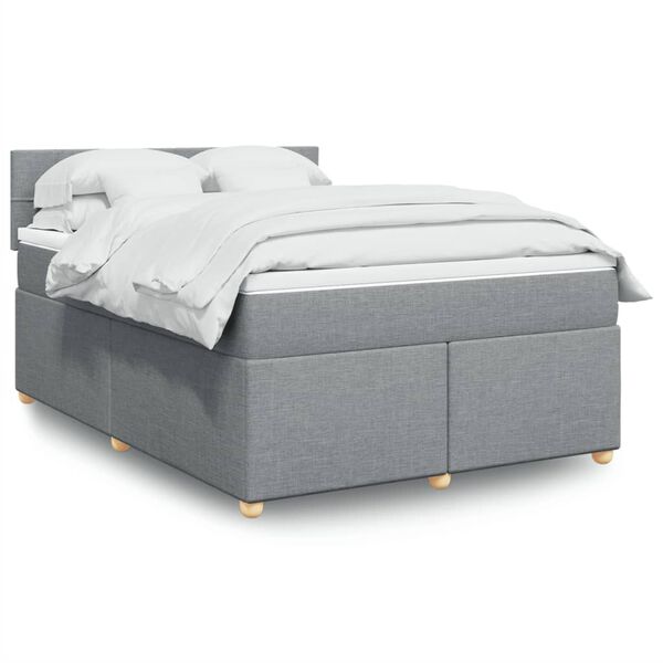 vidaXL Boxspring met matras stof lichtgrijs 140x200 cm