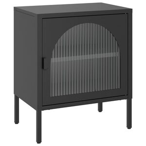 vidaXL Nachtkastje 50x35x60 cm glas en staal zwart