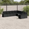 vidaXL 10-delige Loungeset met kussens poly rattan zwart