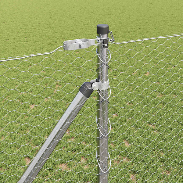 vidaXL Afrasteringspaal Zilver 50 x 1,2 m (25 mm gaas) Staal