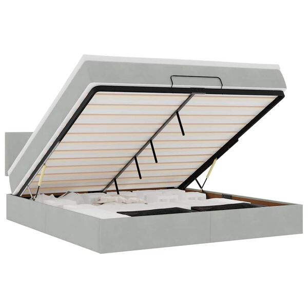 vidaXL Ottoman bed met matras 180x200cm fluweel lichtgrijs