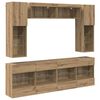 vidaXL TV Wandkast Set met LED 6 pcs Artisan Eik Bewerkt hout