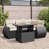 vidaXL 5-delige Loungeset met kussens poly rattan zwart