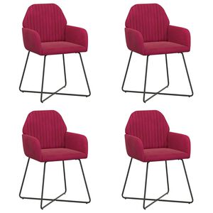vidaXL Eettafelstoelen 4 st fluweel Wijnrood 55 x 50 x 84 cm