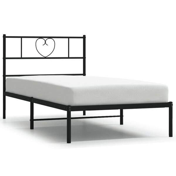 vidaXL Bedframe met hoofdbord metaal zwart 90x200 cm