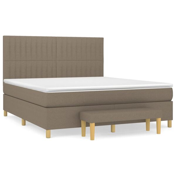 vidaXL Boxspring met matras stof taupe 180x200 cm