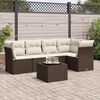 vidaXL 6-delige Loungeset met kussens poly rattan bruin