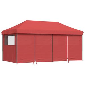 vidaXL Partytent inklapbaar pop-up met 4 zijwanden bordeauxrood