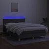 vidaXL Boxspring met matras en LED stof donkergrijs 140x190 cm