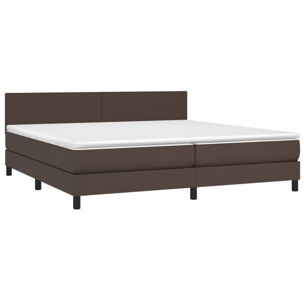 vidaXL Boxspring met matras en LED kunstleer bruin 200x200 cm