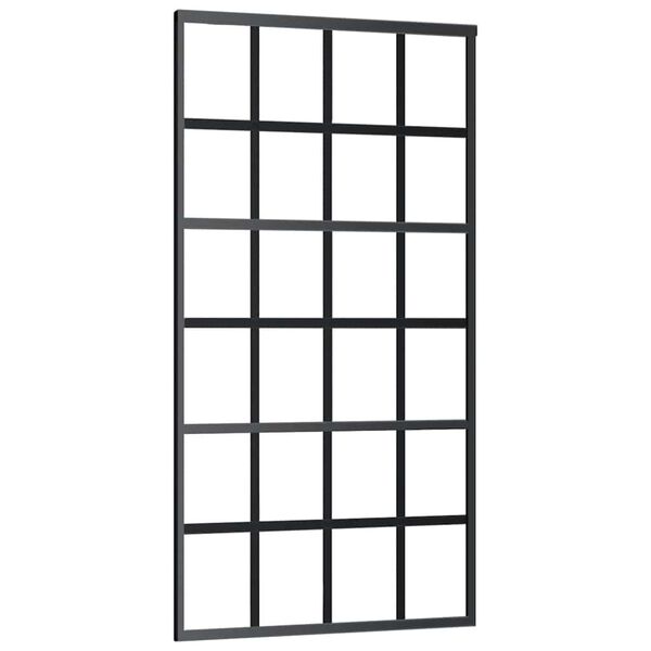vidaXL Schuifdeur 102x205 cm ESG-glas en aluminium zwart