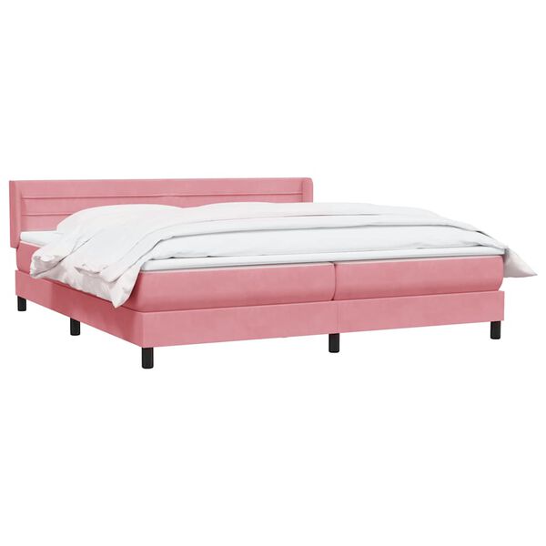 vidaXL Boxspring met matras fluweel roze 180x220 cm