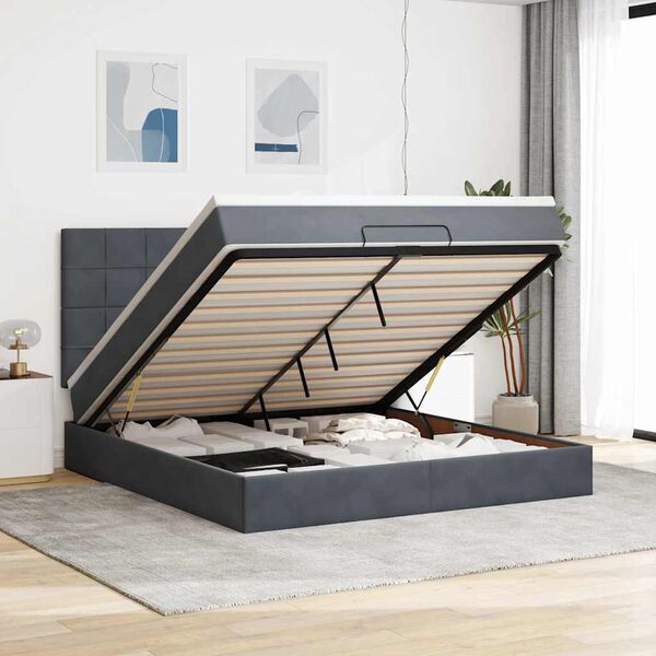 vidaXL Ottoman bed met matrassen en LED's 180x200cm fluweel
