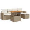 vidaXL 6-delige Loungeset met kussens poly rattan acacia beige