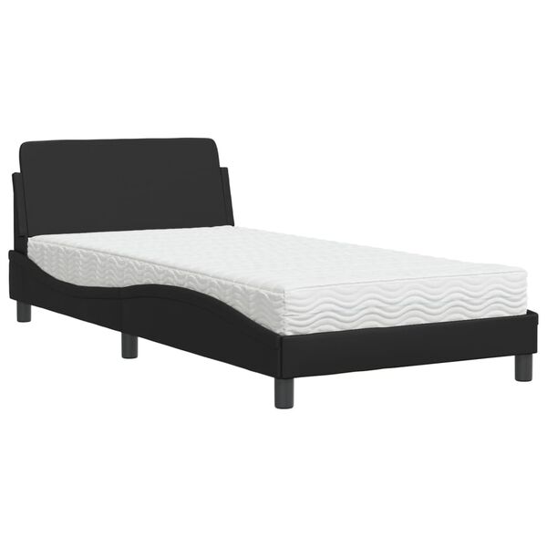 vidaXL Bed met matras "Dover" kunstleer zwart 100x200 cm